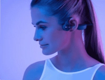 Girl wearing Bone conduction headphones 